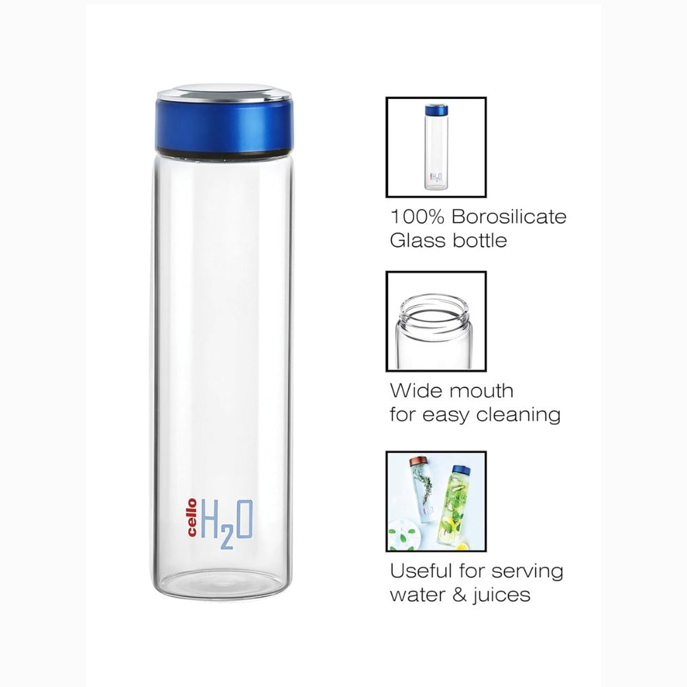 Premium Transparent Fridge Water Bottle | Leakproof BPA-Free Slim Water Bottle for Home & Office | Easy to Clean | Stylish Blue Cap | Refrigerator Safe Bottle
