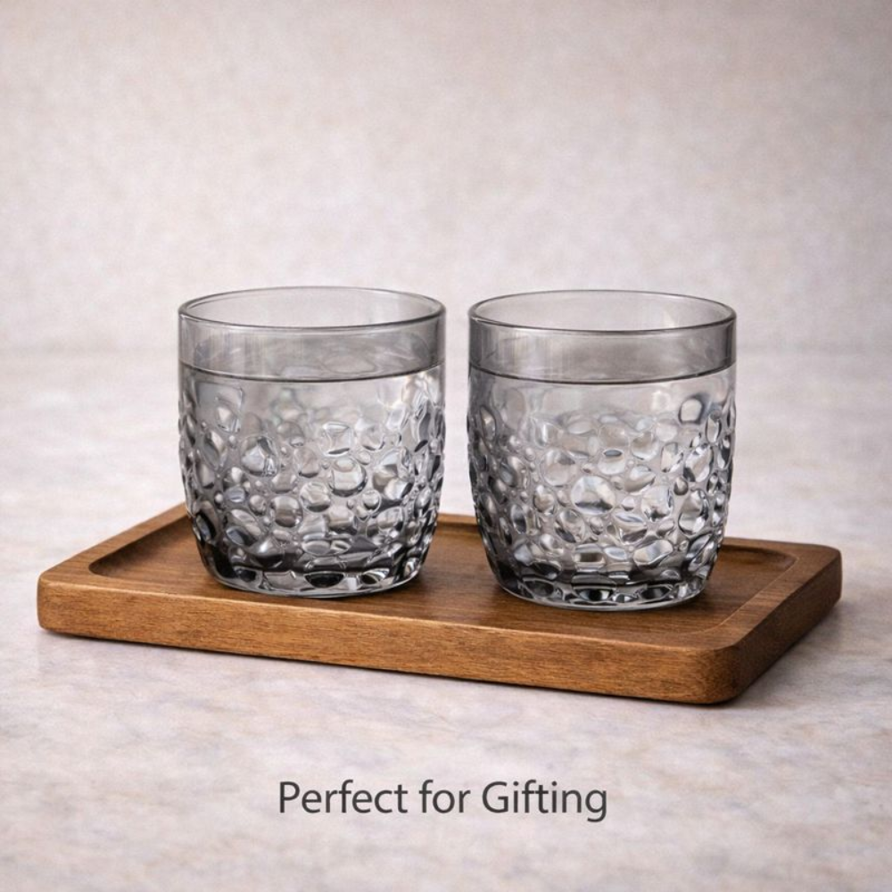 Hotel Style Premium Glass Tumbler – Luxury Embossed Bubble Texture Rocks Glass – Heavy Base Drinking Glass for Cocktails, Whiskey, and Daily Use