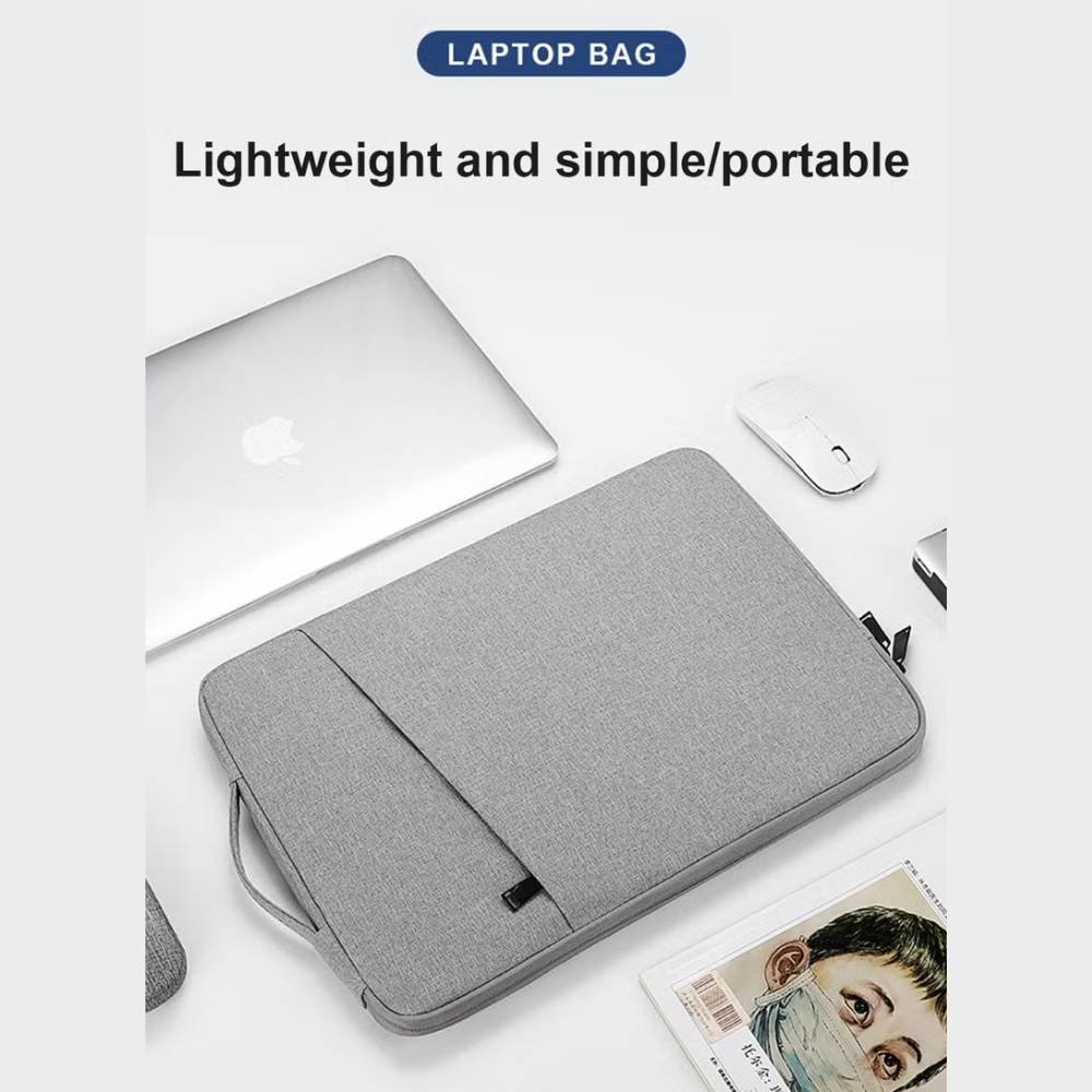 Slim Laptop Sleeve with Handle and Front Accessory Pocket – Shockproof Protective Case with Soft Plush Lining – Water-Resistant Computer Carrying Bag for MacBook Pro/Air and 13-15.6 Inch Laptops – Heather Gray