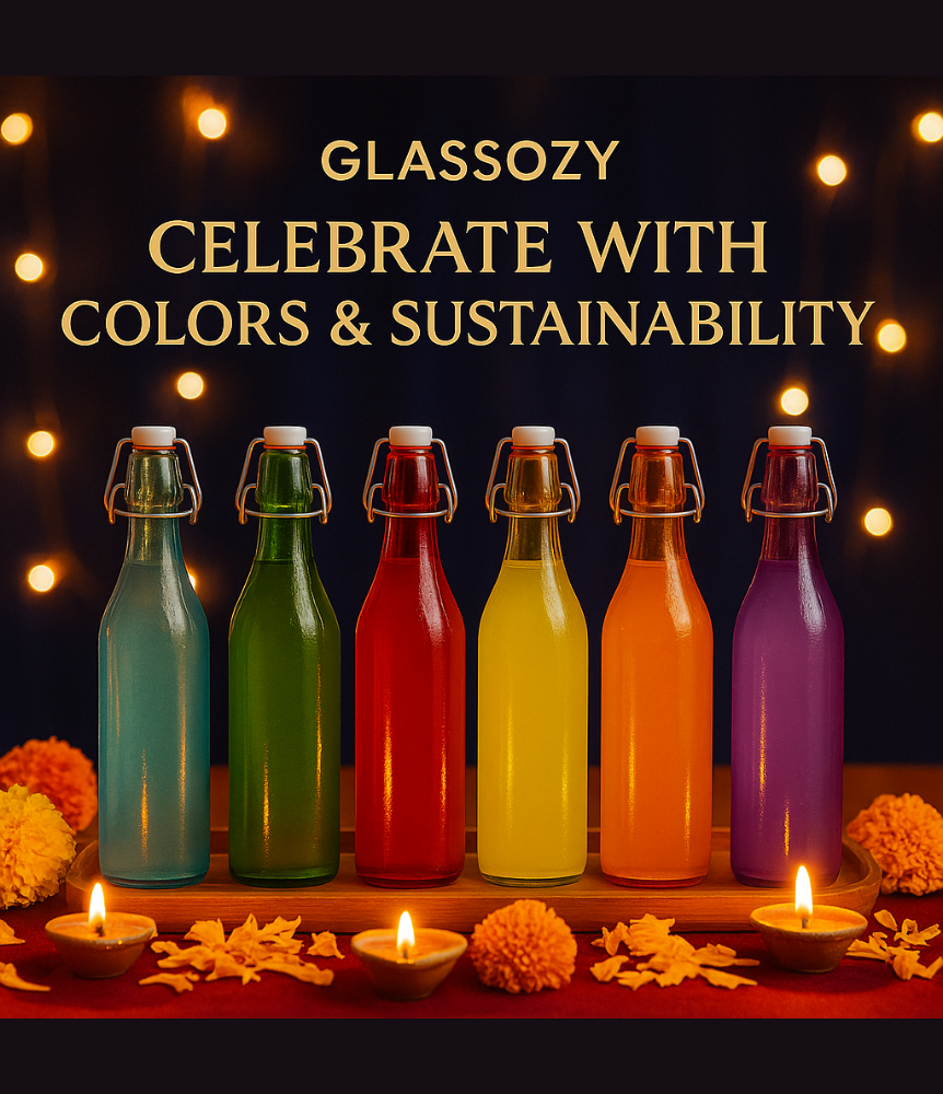 Premium 1 L Glass Swing-Top Bottle – Airtight | Leak-Proof | Reusable Water & Juice Storage Bottle | Eco-Friendly Quality Glassware