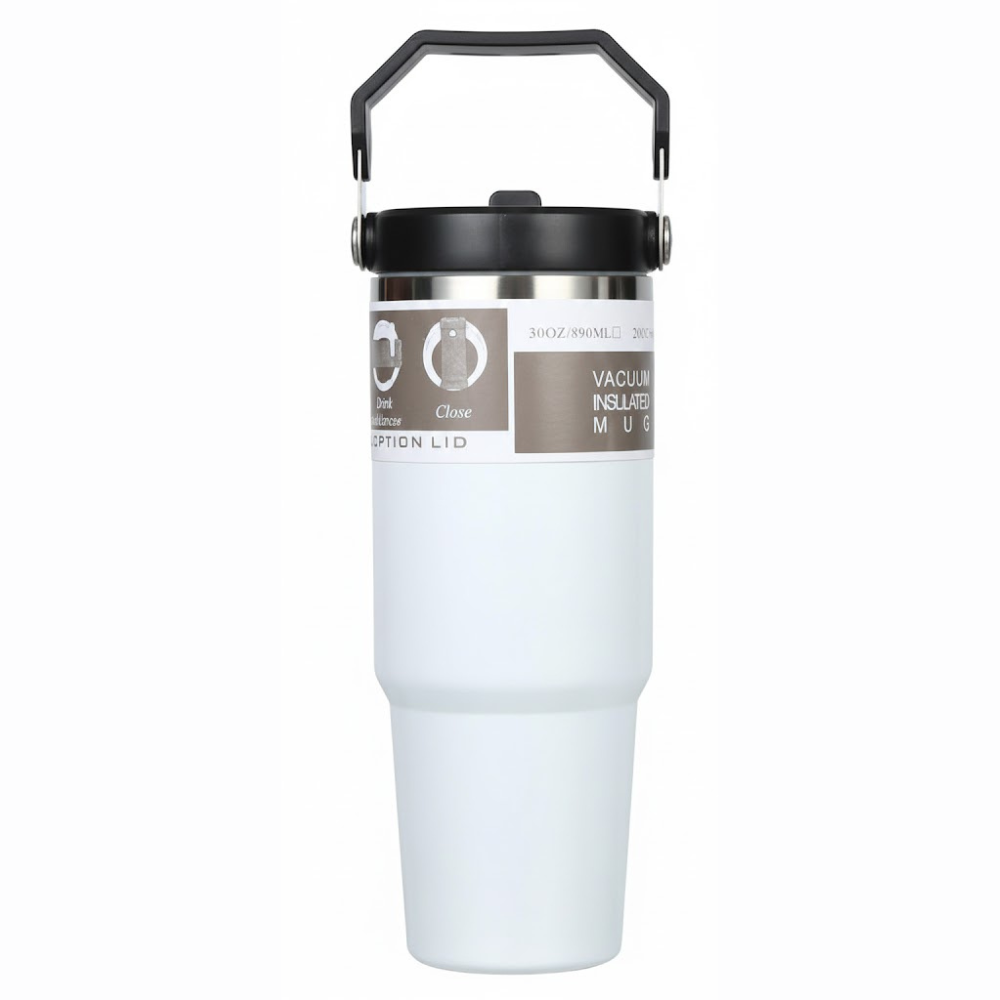 Glassozy Vacuum Insulated Tumbler 30oz/600mL w/ Handle | Travel Tumbler