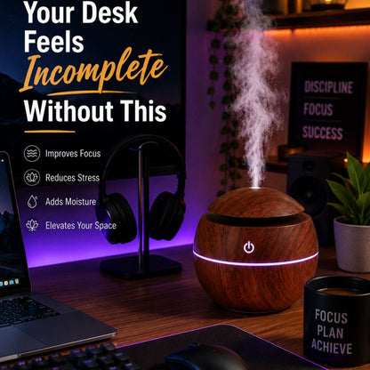 Luxury Wood Grain Aroma Diffuser – Ultrasonic Essential Oil Humidifier for Bedroom, Office & Spa