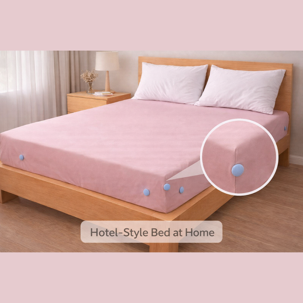 Bedsheet Holder Clips – Anti-Slip Bed Sheet Fastener with Strong Button Lock | No More Slipping Bedsheets | Reusable & Easy to Install | Works on All Mattress Types (Pack of 8)