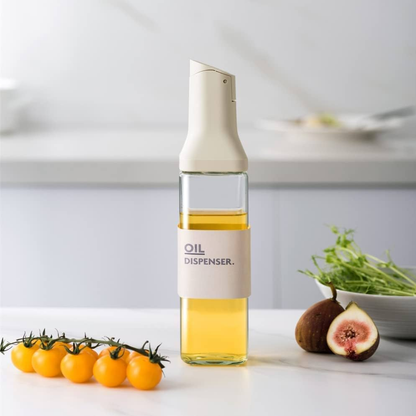 Glassozy Automatic Flip-Top Oil Dispenser Bottle - Glass & Leakproof Pourer