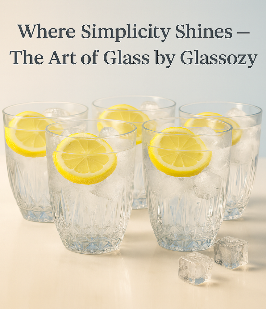 Glassozy 200ml Premium Cut Crystal Glass Set – 6-Pcs Collection | Elegant Juice, Water & Whiskey Tumblers | Durable, Clear Glass Drinkware