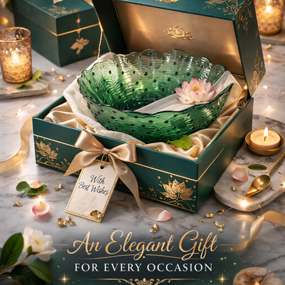 Emerald Luxe Textured Glass Serving Bowl – Premium Decorative Fruit & Salad Bowl