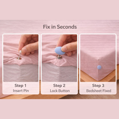 Bedsheet Holder Clips – Anti-Slip Bed Sheet Fastener with Strong Button Lock | No More Slipping Bedsheets | Reusable & Easy to Install | Works on All Mattress Types (Pack of 8)