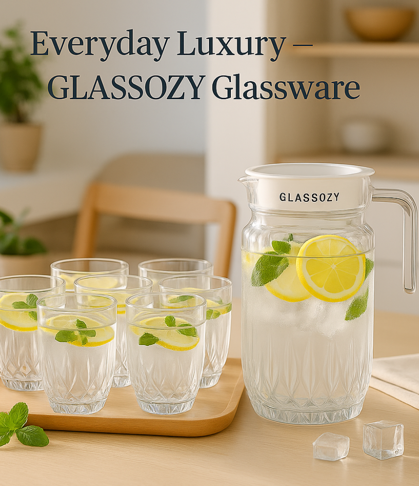 Glassozy 200ml Premium Cut Crystal Glass Set – 6-Pcs Collection | Elegant Juice, Water & Whiskey Tumblers | Durable, Clear Glass Drinkware