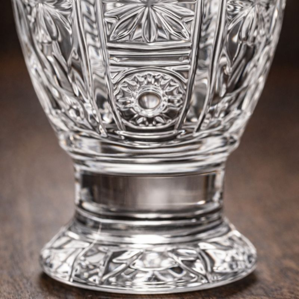 Premium Pedestal Juice Glass Set of 6 | Elegant Cut Glass Drinking Glasses for Water, Juice & Sharbat | Heavy Base Transparent Glassware for Home & Dining