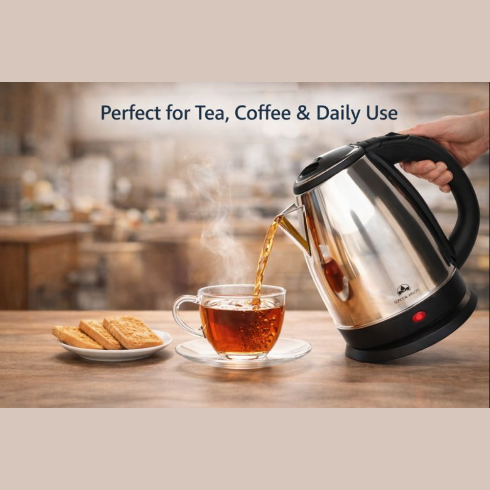 1.8L Stainless Steel Electric Kettle | Fast Boil Water Heater for Tea & Coffee | Electric Jug Kettle for Home, Office, Hostel & Travel