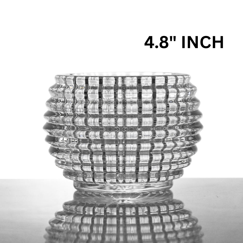 Delisoga 4.8" Textured Crystal Glass Bowl - Elegant Hobnail Decorative Vase & Candy Dish for Home Décor, Weddings, and Centerpieces