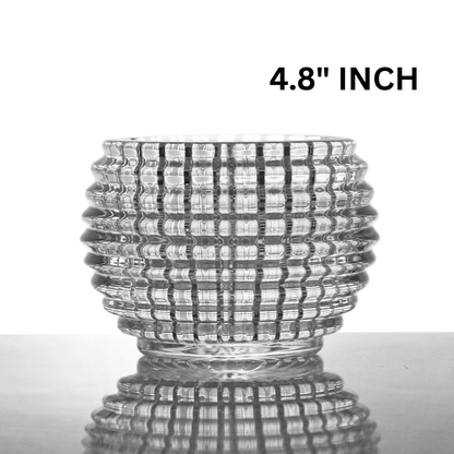 Delisoga 4.8" Textured Crystal Glass Bowl - Elegant Hobnail Decorative Vase & Candy Dish for Home Décor, Weddings, and Centerpieces