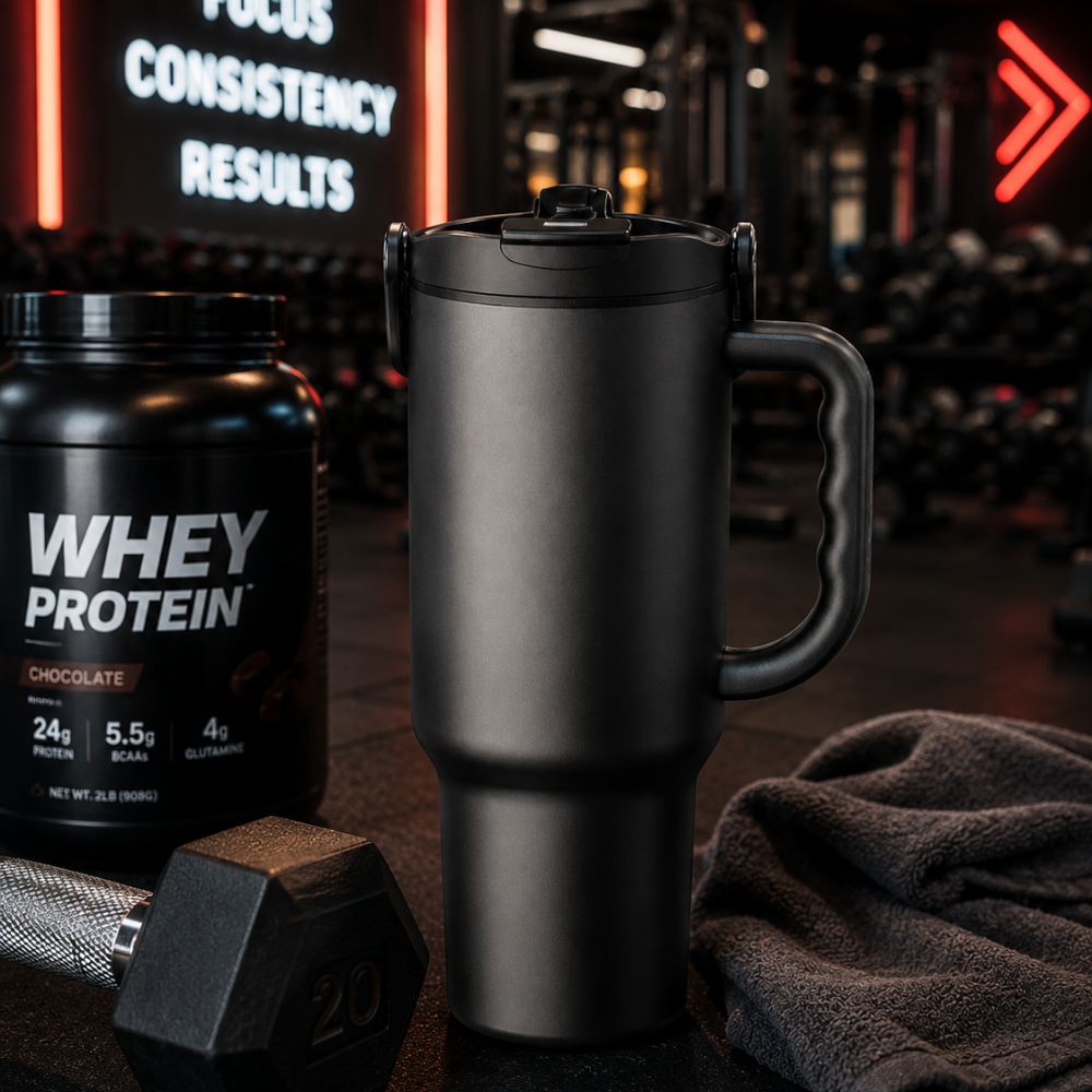 Large Capacity Stainless Steel Tumbler Cup with Ergonomic Handle