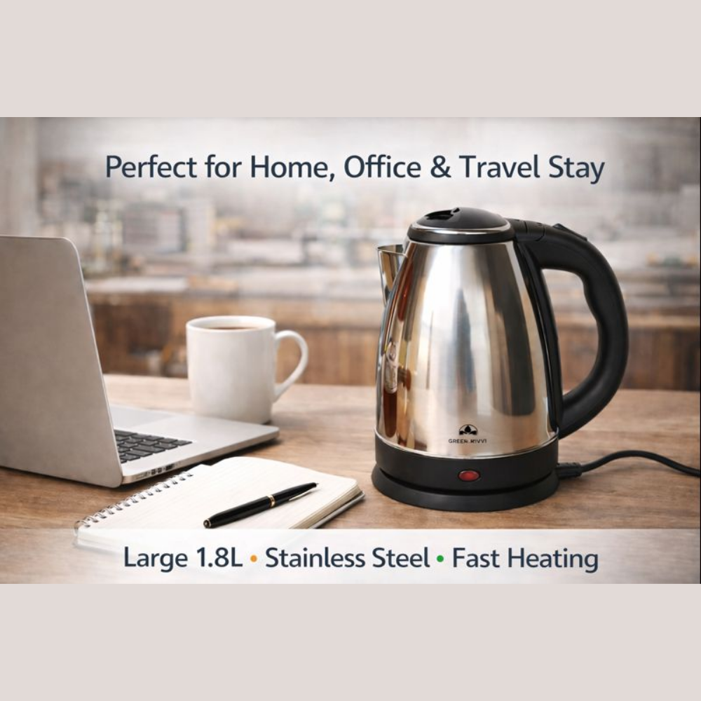 1.8L Stainless Steel Electric Kettle | Fast Boil Water Heater for Tea & Coffee | Electric Jug Kettle for Home, Office, Hostel & Travel