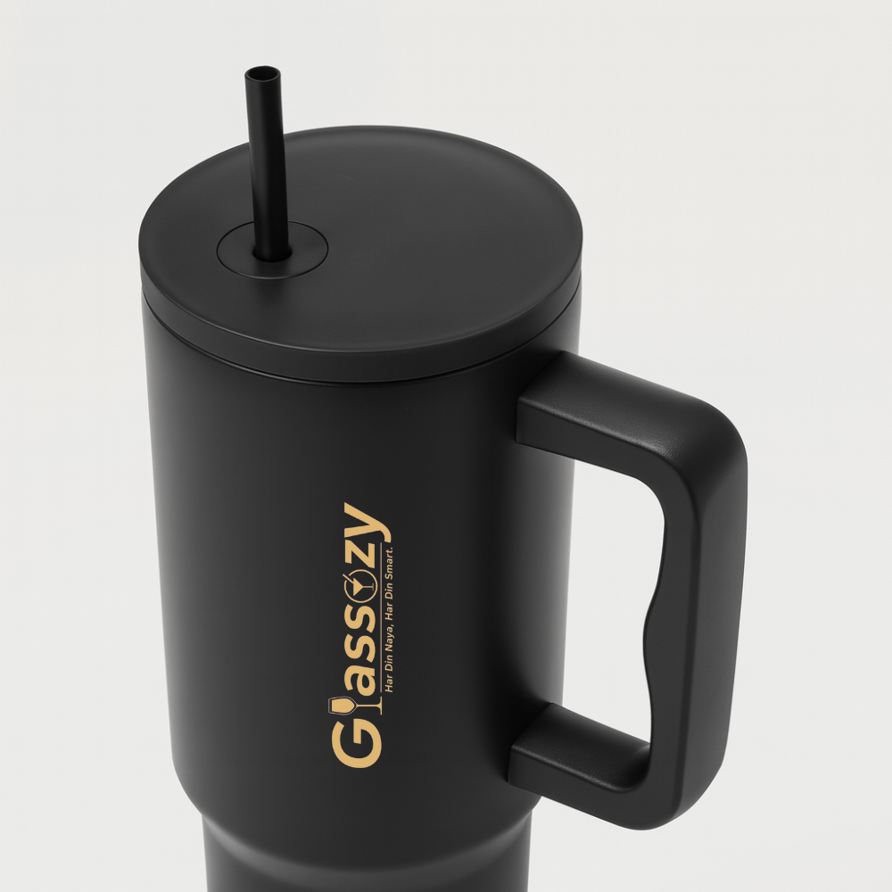 Insulated Tumbler with Straw & Handle | Leak-Proof Stainless Steel Mug | Cold & Hot Drink Flask – 1200ml