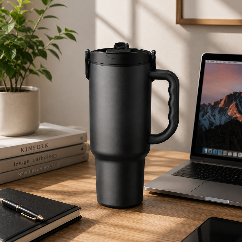 Large Capacity Stainless Steel Tumbler Cup with Ergonomic Handle