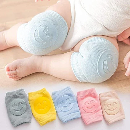 Baby Crawling Knee Pads for Infants & Toddlers | Soft Anti-Slip Knee Protector for Baby Boys & Girls | Breathable Cushion Pads for Crawling Safety on Hard Floors | 2 Pairs – Cute Smiley Design