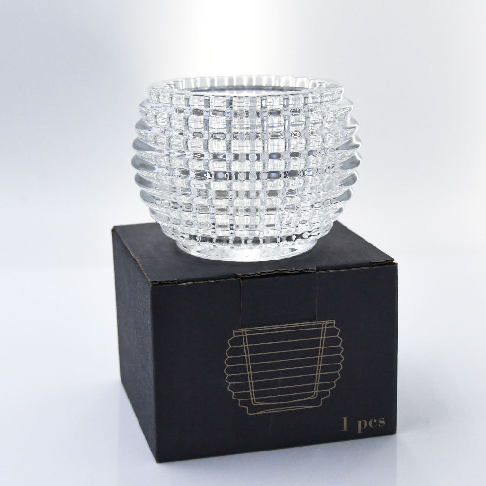 Delisoga 4.8" Textured Crystal Glass Bowl - Elegant Hobnail Decorative Vase & Candy Dish for Home Décor, Weddings, and Centerpieces