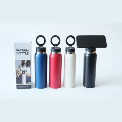Stainless Steel Vacuum Insulated Water Bottle with Mage safe & Phone Mount – Leakproof Travel Flask (Multi-Color)