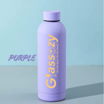 Glassozy™ Premium 500ML Vacuum Insulated Stainless Steel Bottle | Hot & Cold Thermos | Matte Finish Leak-Proof Water Bottle for Office, Gym & Travel