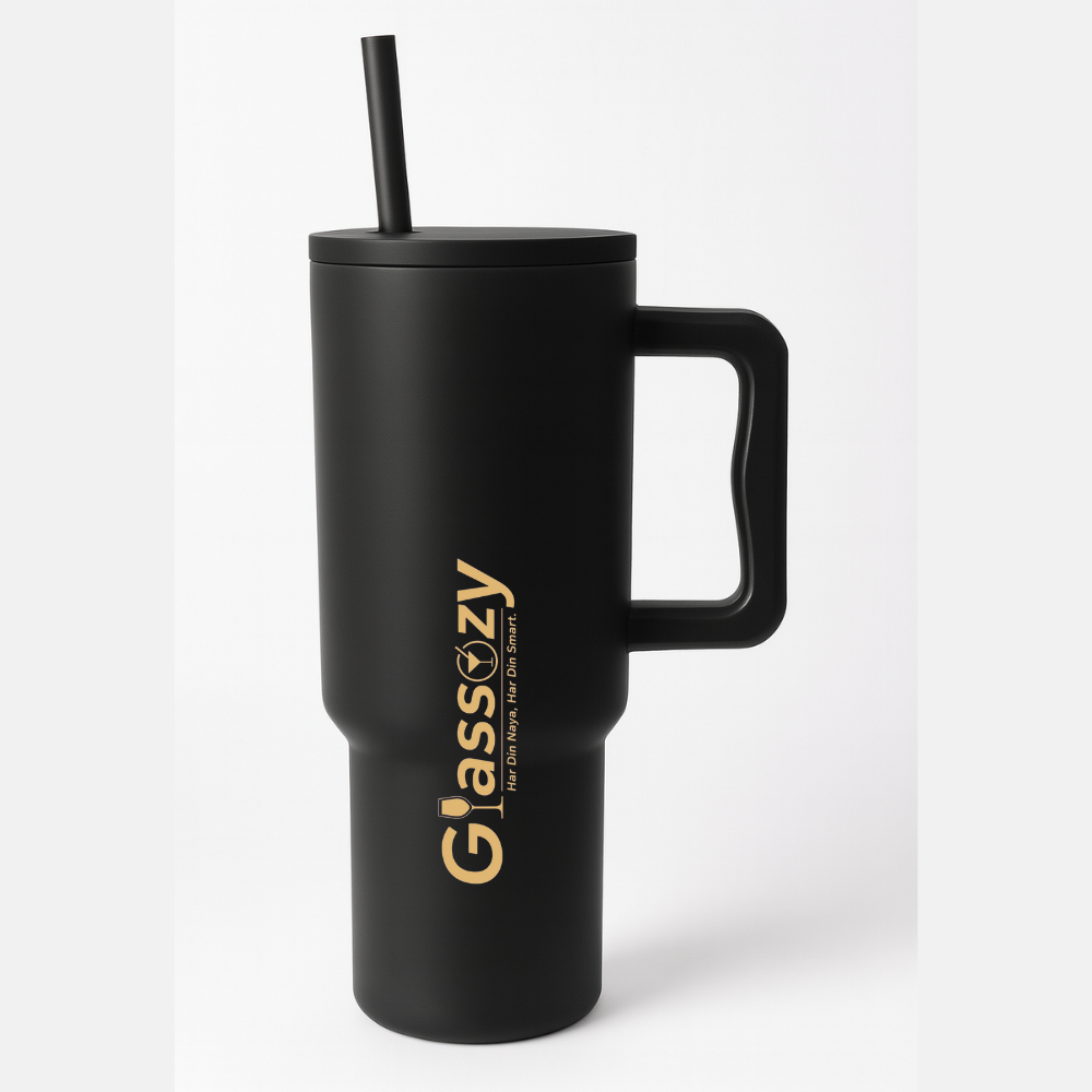 Insulated Tumbler with Straw & Handle | Leak-Proof Stainless Steel Mug | Cold & Hot Drink Flask – 1200ml