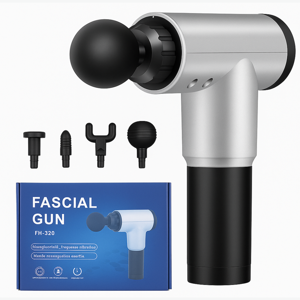 High-Performance Massage Gun – 6 Speed Deep Tissue Muscle Massager with 4 Heads | Silent Brushless Motor & 4-Hour Battery