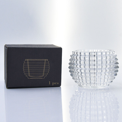 Delisoga 4.8" Textured Crystal Glass Bowl - Elegant Hobnail Decorative Vase & Candy Dish for Home Décor, Weddings, and Centerpieces