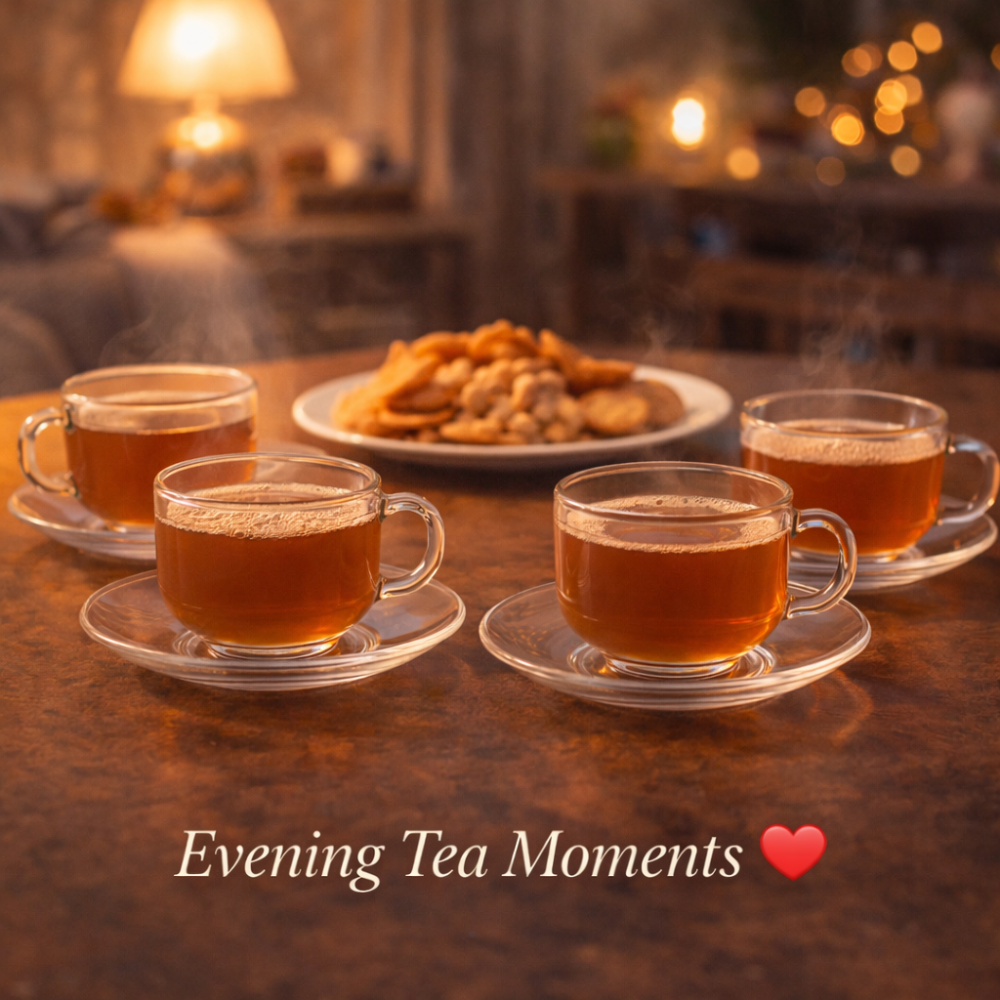 Premium 160 ML Glass Teacup & Saucer Set (12 Pieces) – Transparent Clear Glass Chai Cups with 5 Inch Saucer | Elegant Café Style Tea Set for Home, Office & Gifting
