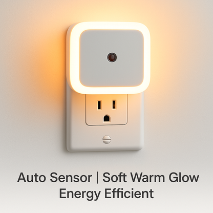 Smart LED Night Light with Auto Dusk-to-Dawn Sensor | Plug-in Warm White Wall Lamp for Bedroom, Hallway, Bathroom & Nursery | Energy Efficient Soft Glow Light