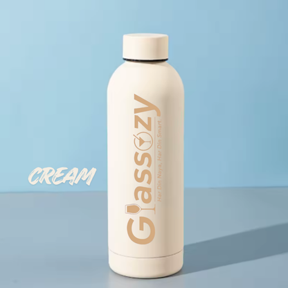 Glassozy™ Premium 500ML Vacuum Insulated Stainless Steel Bottle | Hot & Cold Thermos | Matte Finish Leak-Proof Water Bottle for Office, Gym & Travel