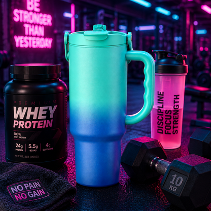 Aesthetic Travel Tumbler with Handle & Leakproof Lid