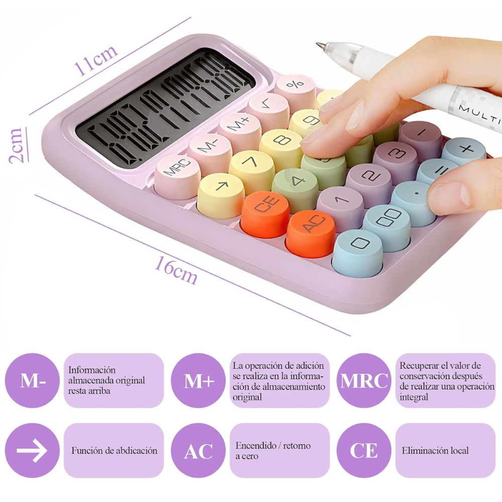 Cute Pastel Calculator with Large Display – 12-Digit Electronic Desktop Calculator with Soft Round Buttons for School, Office & Home