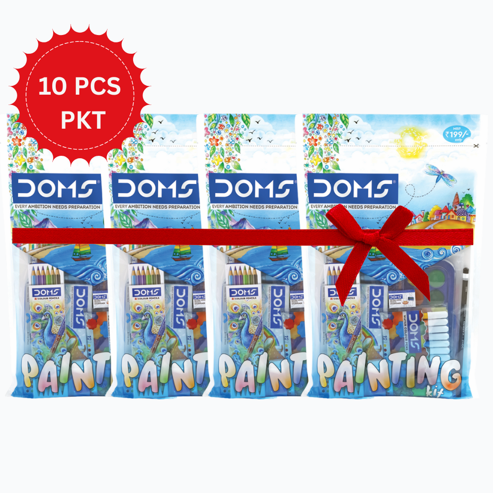 DOMS Kids Painting Kit – 10 PCS Value Pack | Colour Pencils, Watercolours, Brushes & Art Essentials (Bulk School Pack)