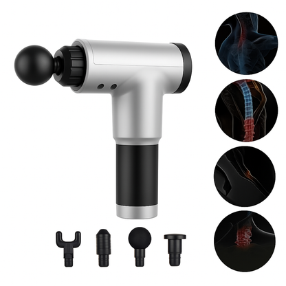 High-Performance Massage Gun – 6 Speed Deep Tissue Muscle Massager with 4 Heads | Silent Brushless Motor & 4-Hour Battery