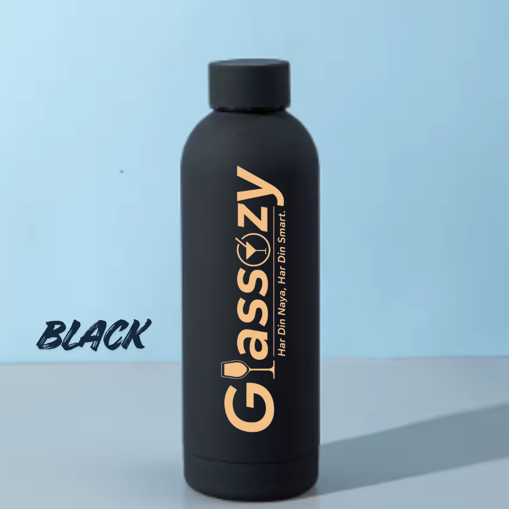 Glassozy™ Premium 500ML Vacuum Insulated Stainless Steel Bottle | Hot & Cold Thermos | Matte Finish Leak-Proof Water Bottle for Office, Gym & Travel