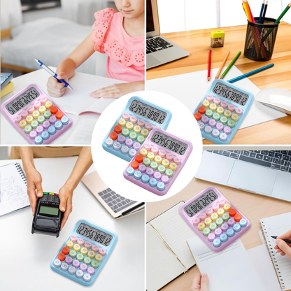 Cute Pastel Calculator with Large Display – 12-Digit Electronic Desktop Calculator with Soft Round Buttons for School, Office & Home