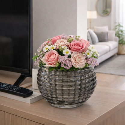 Delisoga 4.8" Textured Crystal Glass Bowl - Elegant Hobnail Decorative Vase & Candy Dish for Home Décor, Weddings, and Centerpieces