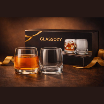 GLASSOZY Premium Whiskey Glass Set of 6 – Elegant 10oz Old Fashioned Rocks Glasses for Bourbon, Scotch, & Cocktails – Heavy Base Crystal Clear Barware in Luxury Gift Box