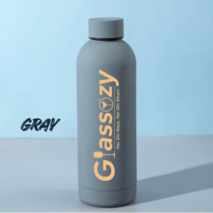 Glassozy™ Premium 500ML Vacuum Insulated Stainless Steel Bottle | Hot & Cold Thermos | Matte Finish Leak-Proof Water Bottle for Office, Gym & Travel