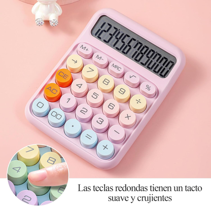 Cute Pastel Calculator with Large Display – 12-Digit Electronic Desktop Calculator with Soft Round Buttons for School, Office & Home