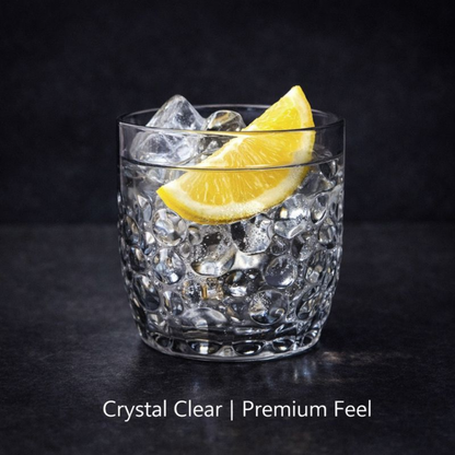 Hotel Style Premium Glass Tumbler – Luxury Embossed Bubble Texture Rocks Glass – Heavy Base Drinking Glass for Cocktails, Whiskey, and Daily Use