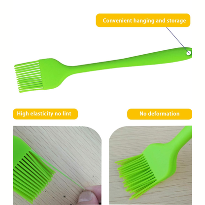 Silicone Oil Brush for Cooking & Baking | Heat Resistant Pastry Brush for Butter, Ghee & BBQ Marinade | Non-Stick Safe & Easy to Clean | Long Handle Kitchen Basting Brush – 21cm (Green)-2 Pcs