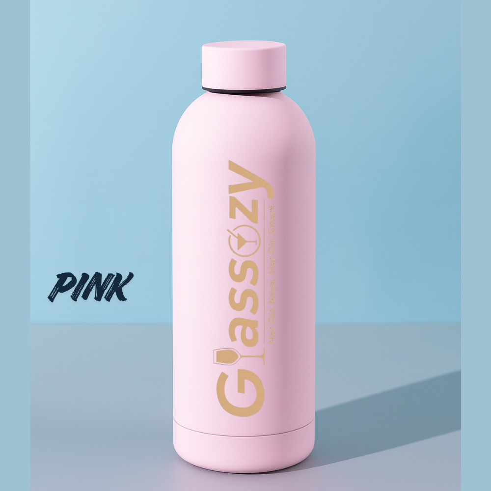 Glassozy™ Premium 500ML Vacuum Insulated Stainless Steel Bottle | Hot & Cold Thermos | Matte Finish Leak-Proof Water Bottle for Office, Gym & Travel
