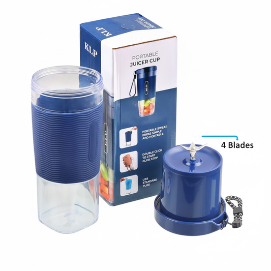 Portable Juicer Cup | USB Rechargeable Mini Blender with 4 Blades | Smoothie Maker for Juice, Shakes & Travel | 380ml Personal Mixer