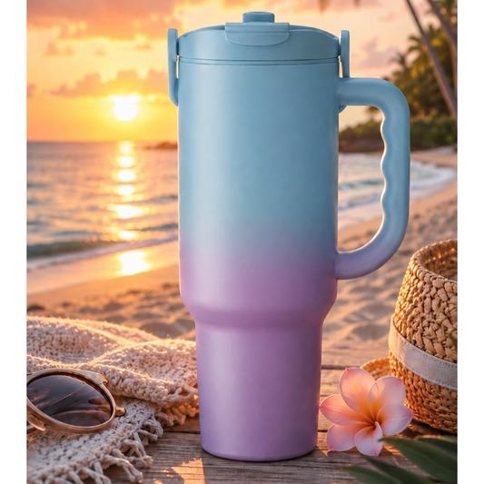 Premium Insulated Travel Mug with Handle – Leakproof Gradient Tumbler