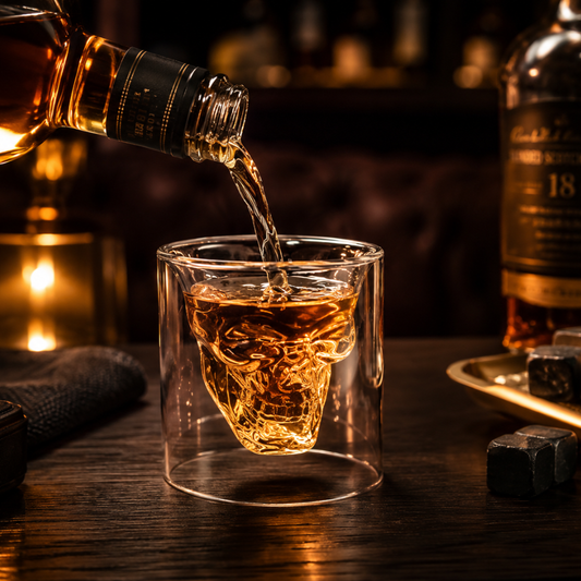 3D Skull Double-Wall Whiskey Glass – Premium Borosilicate Crystal Tumbler for Cocktails, Whiskey & Bar Décor | Insulated Transparent Skull Mug (300 ml)