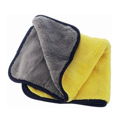Premium Microfiber Cleaning Cloth – Dual-Side Thick Towel for Car, Home & Kitchen (Yellow & Grey)