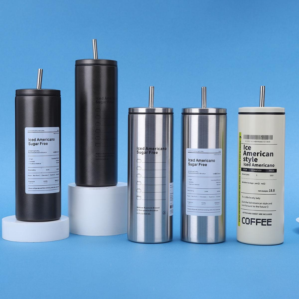 GLASSOZY | 20oz/600ml Stainless Steel Coffee Tumbler with Straw & Lid | Insulated Iced Coffee Cup for Cold Brew & Travel