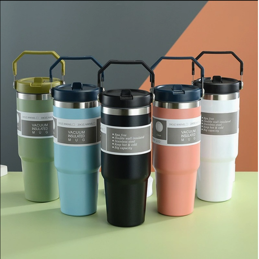 Glassozy Vacuum Insulated Tumbler 30oz/600mL w/ Handle | Travel Tumbler