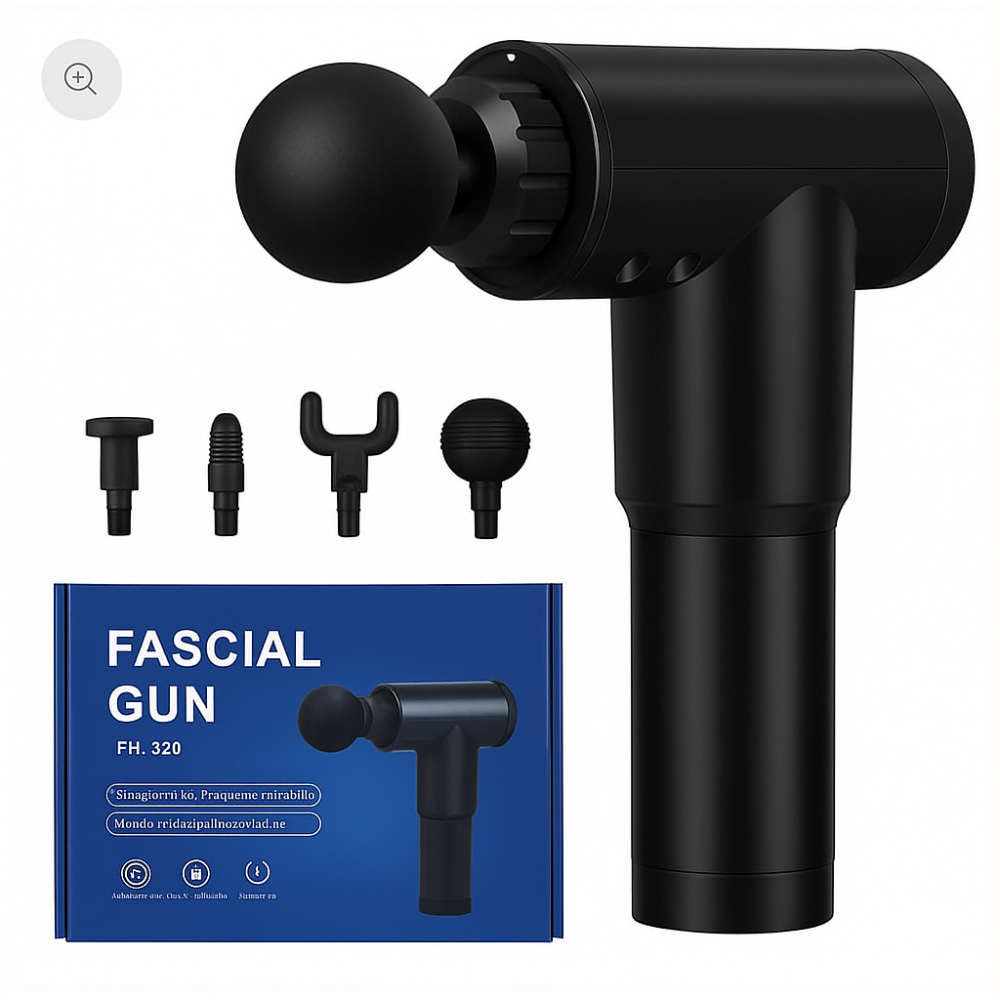 High-Performance Massage Gun – 6 Speed Deep Tissue Muscle Massager with 4 Heads | Silent Brushless Motor & 4-Hour Battery